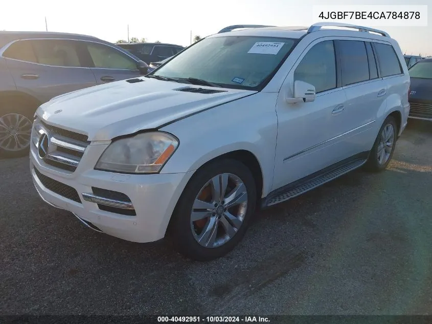 2012 Mercedes-Benz Gl 450 4Matic VIN: 4JGBF7BE4CA784878 Lot: 40492951