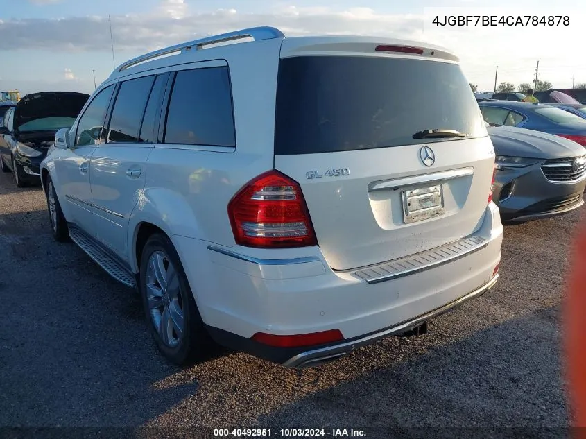 2012 Mercedes-Benz Gl 450 4Matic VIN: 4JGBF7BE4CA784878 Lot: 40492951