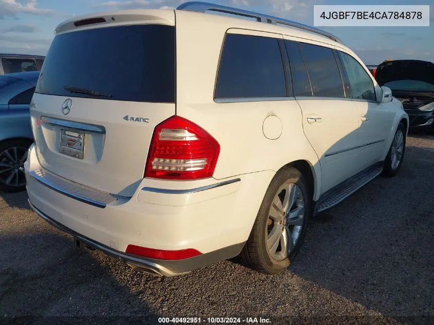 2012 Mercedes-Benz Gl 450 4Matic VIN: 4JGBF7BE4CA784878 Lot: 40492951