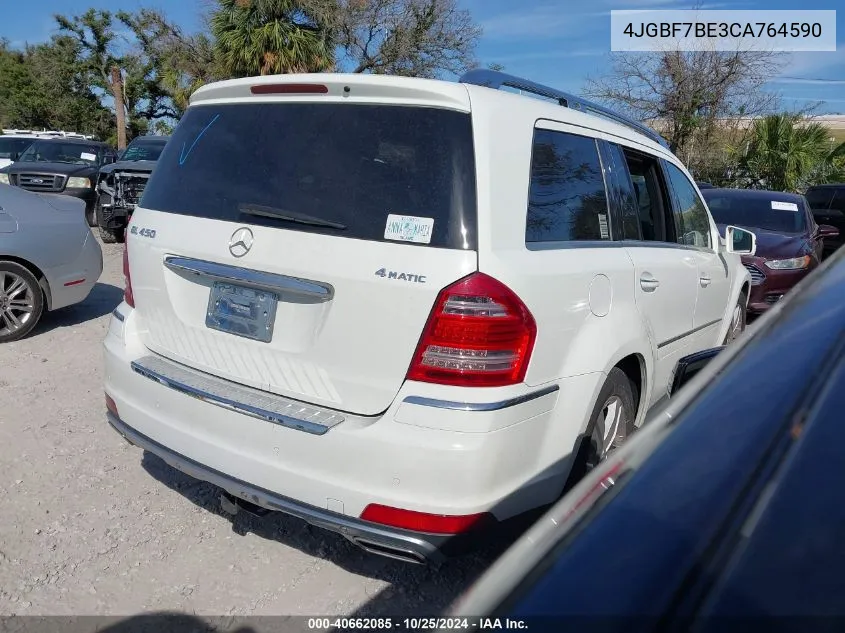 2012 Mercedes-Benz Gl 450 4Matic VIN: 4JGBF7BE3CA764590 Lot: 40662085