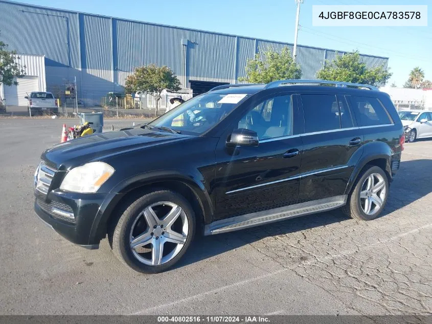 2012 Mercedes-Benz Gl 550 4Matic VIN: 4JGBF8GE0CA783578 Lot: 40802516