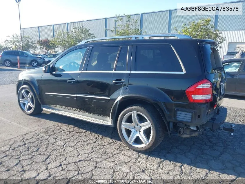 2012 Mercedes-Benz Gl 550 4Matic VIN: 4JGBF8GE0CA783578 Lot: 40802516