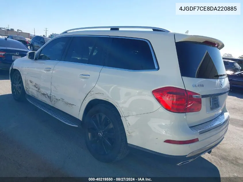 2013 Mercedes-Benz Gl 450 4Matic VIN: 4JGDF7CE8DA220885 Lot: 40219550