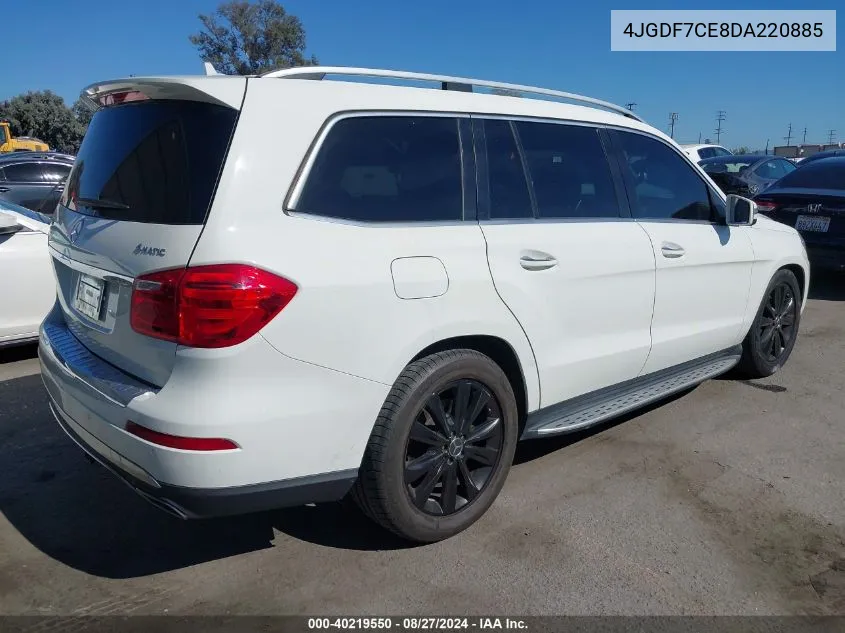 2013 Mercedes-Benz Gl 450 4Matic VIN: 4JGDF7CE8DA220885 Lot: 40219550