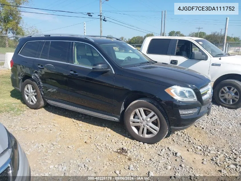 2013 Mercedes-Benz Gl 450 4Matic VIN: 4JGDF7CE3DA111752 Lot: 40228178