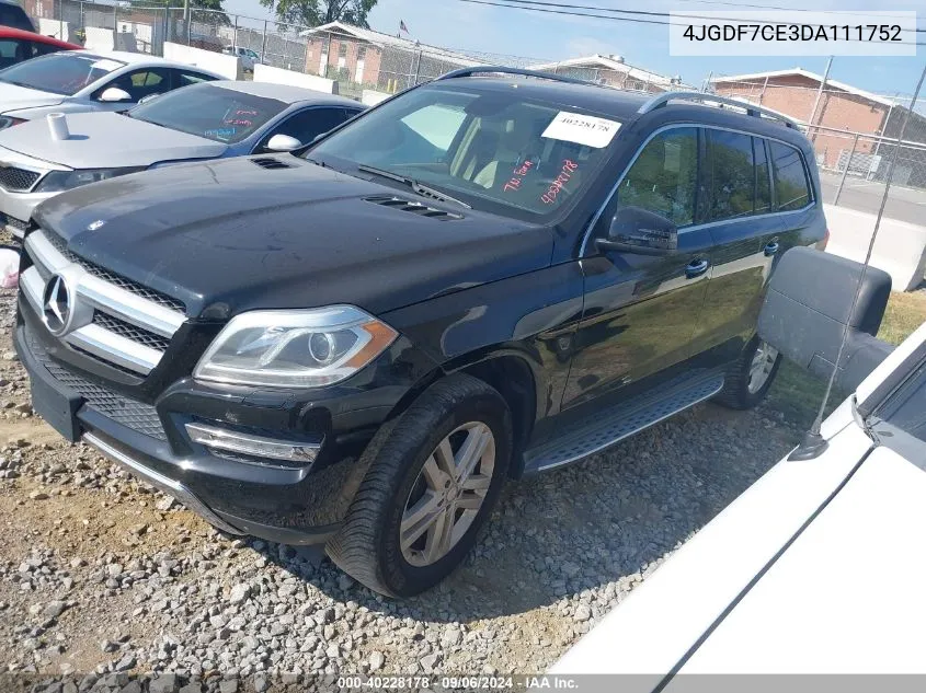 2013 Mercedes-Benz Gl 450 4Matic VIN: 4JGDF7CE3DA111752 Lot: 40228178