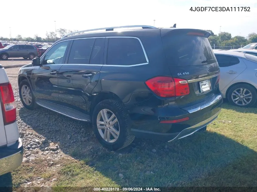 2013 Mercedes-Benz Gl 450 4Matic VIN: 4JGDF7CE3DA111752 Lot: 40228178