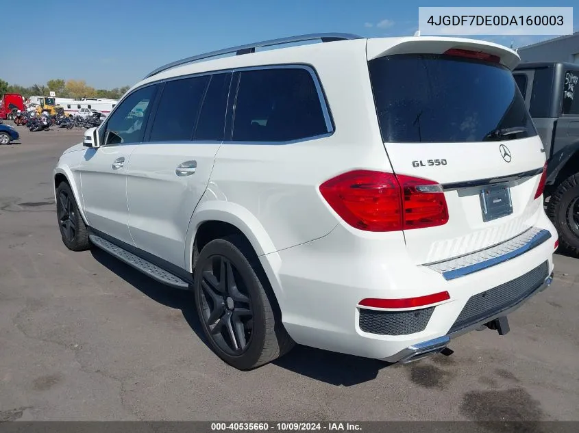 2013 Mercedes-Benz Gl 550 4Matic VIN: 4JGDF7DE0DA160003 Lot: 40535660