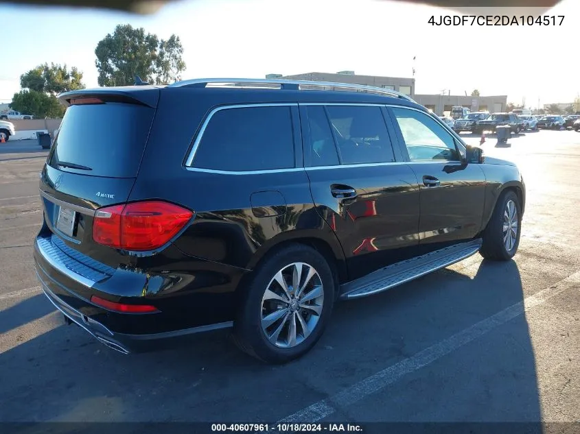 2013 Mercedes-Benz Gl 450 4Matic VIN: 4JGDF7CE2DA104517 Lot: 40607961