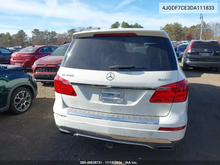 2013 Mercedes-Benz Gl 450 4Matic VIN: 4JGDF7CE3DA111833 Lot: 40839731