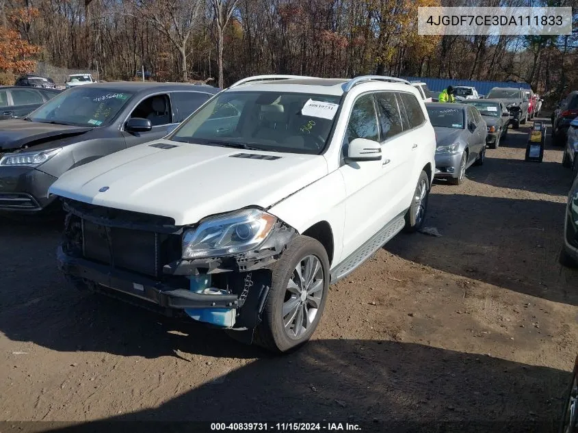 2013 Mercedes-Benz Gl 450 4Matic VIN: 4JGDF7CE3DA111833 Lot: 40839731