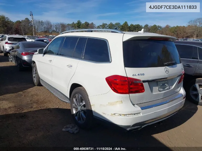 2013 Mercedes-Benz Gl 450 4Matic VIN: 4JGDF7CE3DA111833 Lot: 40839731