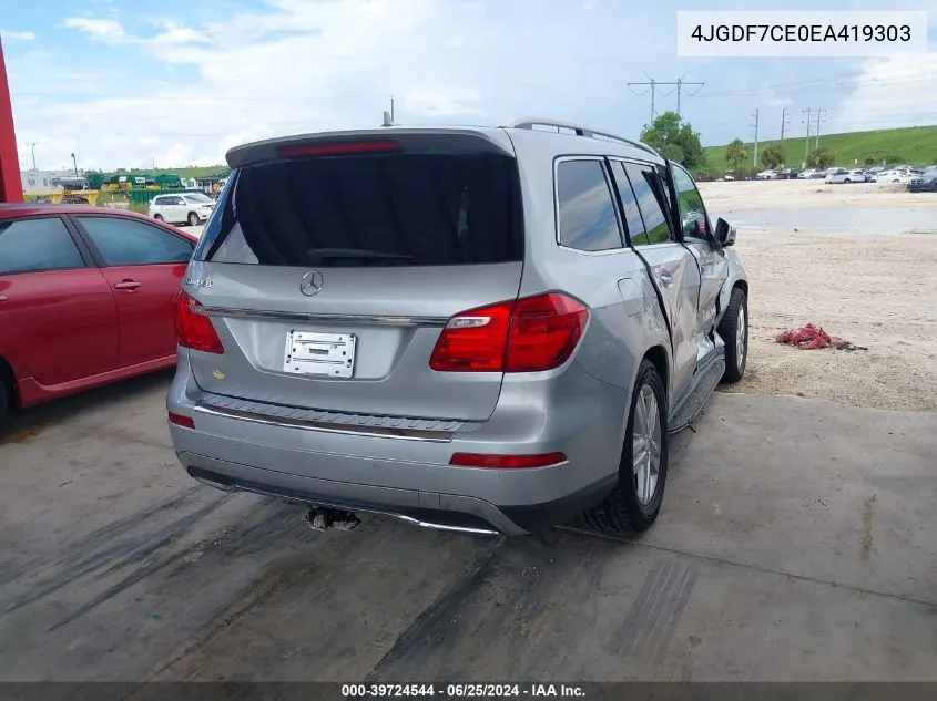 2014 Mercedes-Benz Gl 450 4Matic VIN: 4JGDF7CE0EA419303 Lot: 39724544