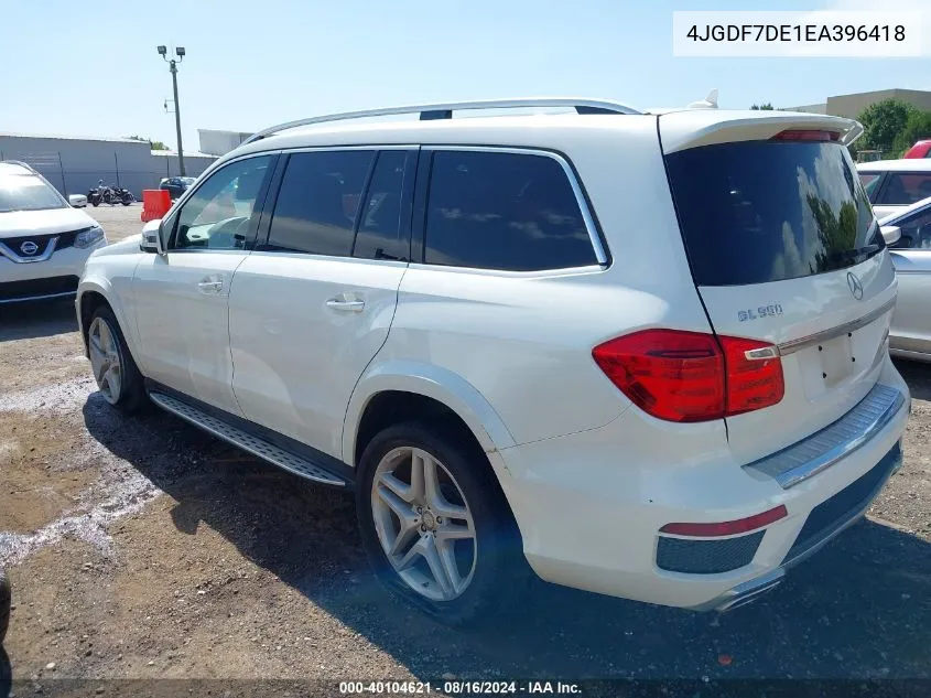 2014 Mercedes-Benz Gl 550 4Matic VIN: 4JGDF7DE1EA396418 Lot: 40104621