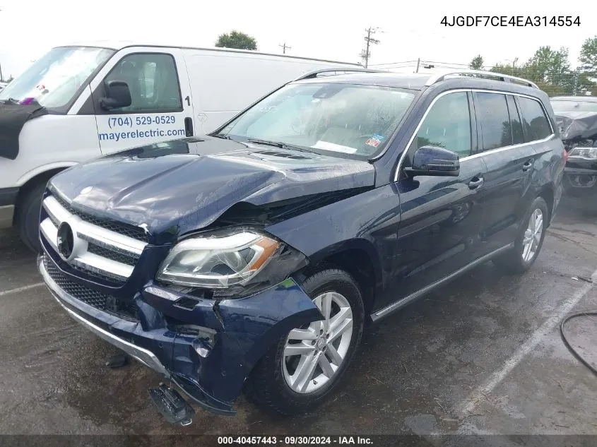 2014 Mercedes-Benz Gl 450 4Matic VIN: 4JGDF7CE4EA314554 Lot: 40457443