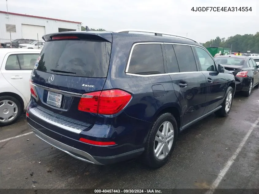 2014 Mercedes-Benz Gl 450 4Matic VIN: 4JGDF7CE4EA314554 Lot: 40457443