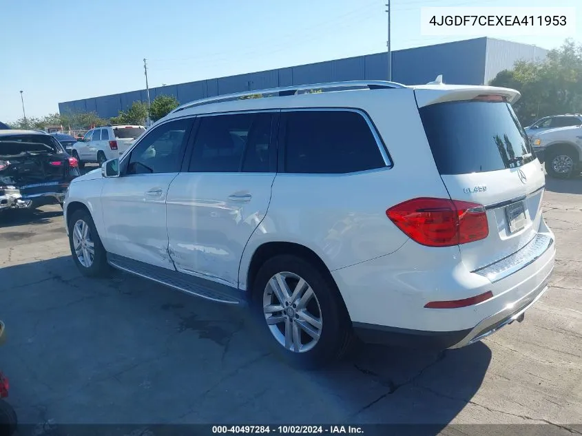 2014 Mercedes-Benz Gl 450 4Matic VIN: 4JGDF7CEXEA411953 Lot: 40497284