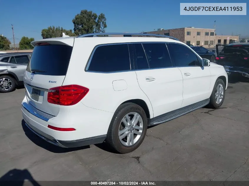 2014 Mercedes-Benz Gl 450 4Matic VIN: 4JGDF7CEXEA411953 Lot: 40497284