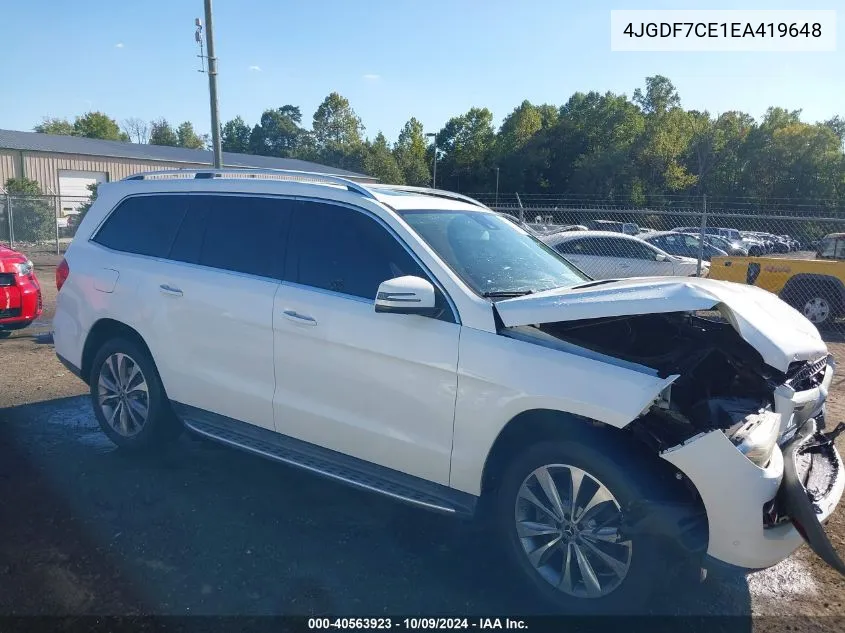 2014 Mercedes-Benz Gl 450 4Matic VIN: 4JGDF7CE1EA419648 Lot: 40563923