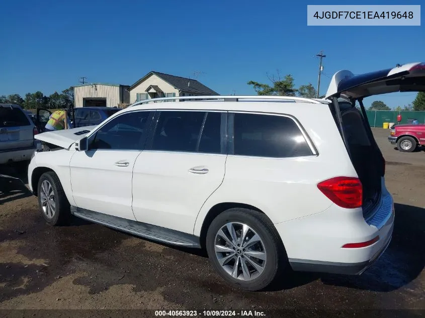 2014 Mercedes-Benz Gl 450 4Matic VIN: 4JGDF7CE1EA419648 Lot: 40563923