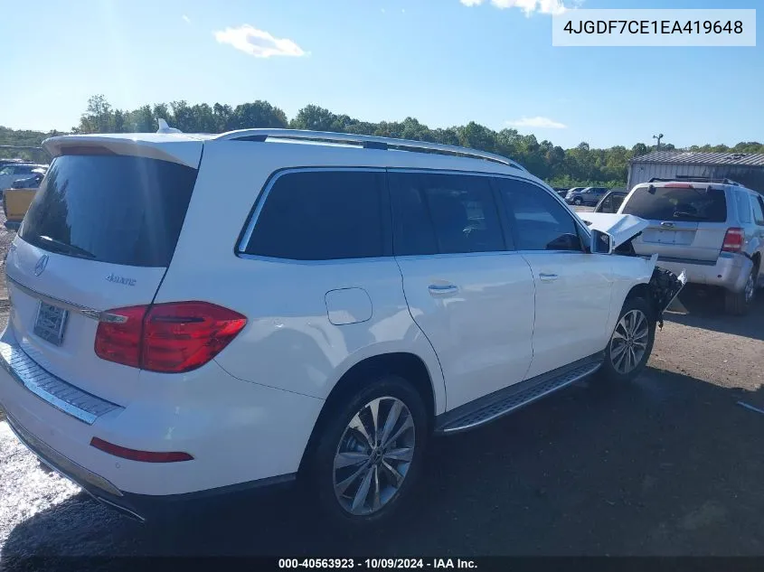 2014 Mercedes-Benz Gl 450 4Matic VIN: 4JGDF7CE1EA419648 Lot: 40563923