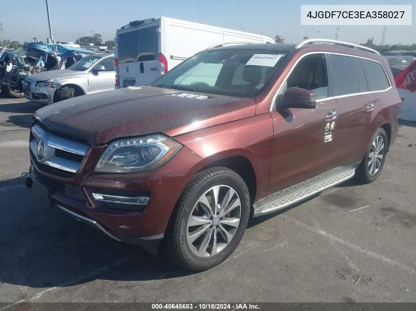 2014 Mercedes-Benz Gl 450 4Matic VIN: 4JGDF7CE3EA358027 Lot: 40645683