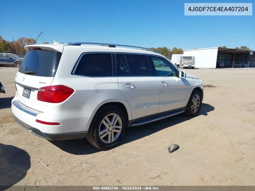 2014 Mercedes-Benz Gl 450 4Matic VIN: 4JGDF7CE4EA407204 Lot: 40663740