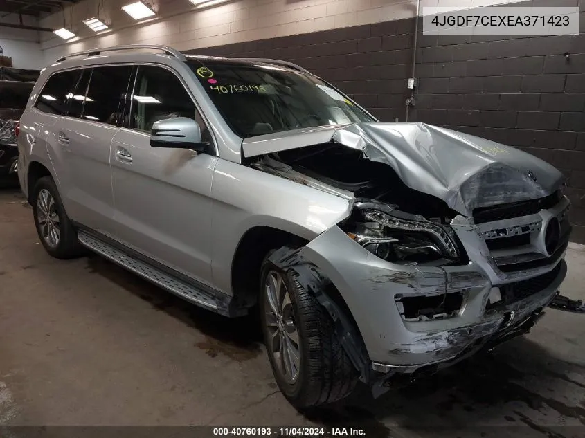 2014 Mercedes-Benz Gl 450 4Matic VIN: 4JGDF7CEXEA371423 Lot: 40760193