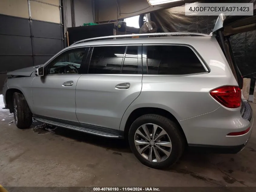 2014 Mercedes-Benz Gl 450 4Matic VIN: 4JGDF7CEXEA371423 Lot: 40760193