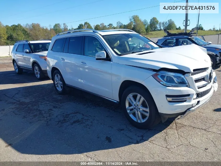 2014 Mercedes-Benz Gl 450 4Matic VIN: 4JGDF7CE7EA431576 Lot: 40852864