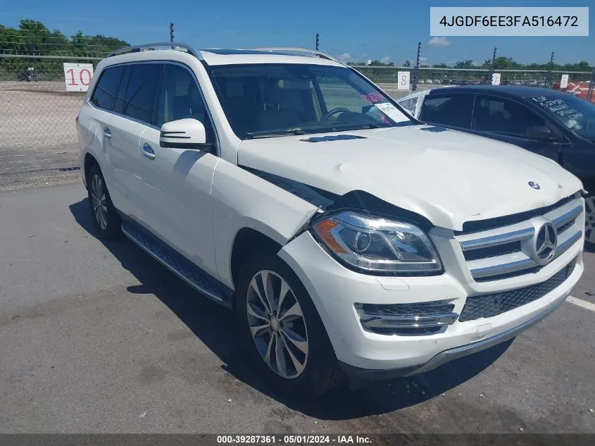 2015 Mercedes-Benz Gl 450 4Matic VIN: 4JGDF6EE3FA516472 Lot: 39287361