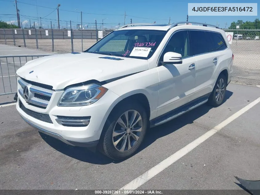 2015 Mercedes-Benz Gl 450 4Matic VIN: 4JGDF6EE3FA516472 Lot: 39287361