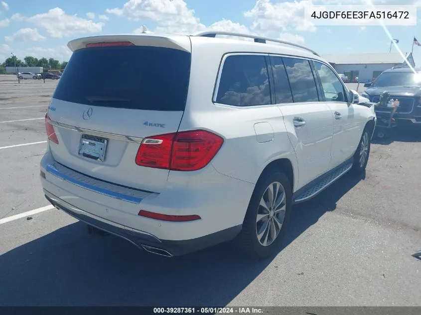 2015 Mercedes-Benz Gl 450 4Matic VIN: 4JGDF6EE3FA516472 Lot: 39287361