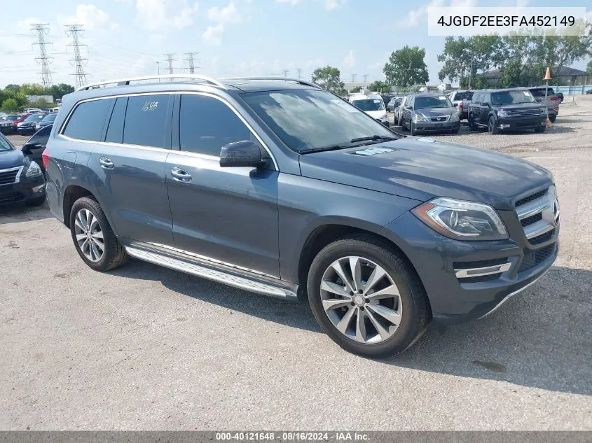 2015 Mercedes-Benz Gl 350 Bluetec 4Matic VIN: 4JGDF2EE3FA452149 Lot: 40121648