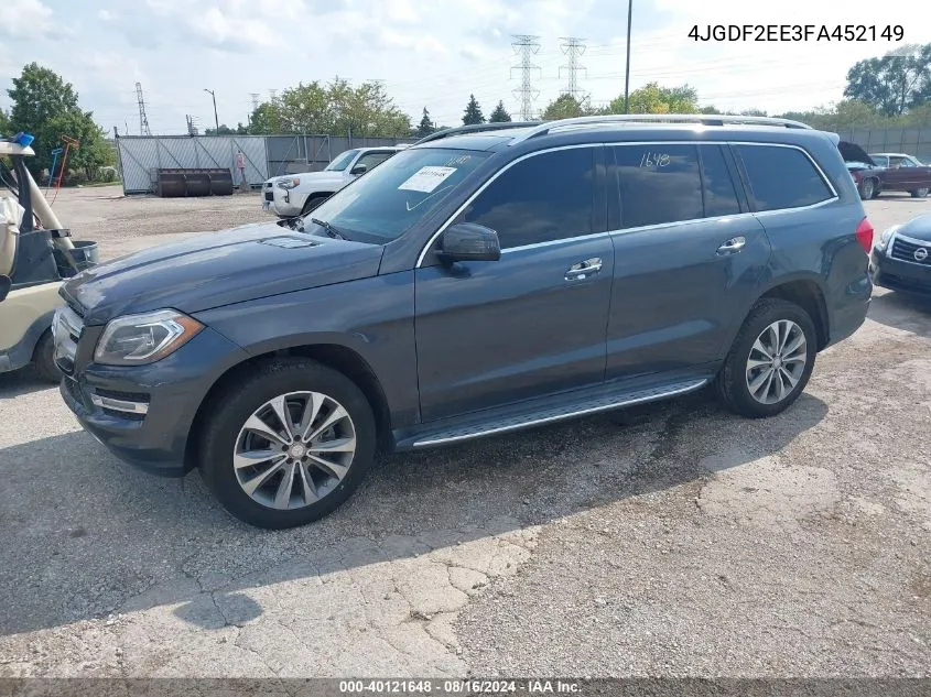 2015 Mercedes-Benz Gl 350 Bluetec 4Matic VIN: 4JGDF2EE3FA452149 Lot: 40121648