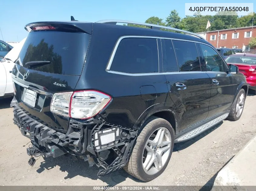 2015 Mercedes-Benz Gl 550 4Matic VIN: 4JGDF7DE7FA550048 Lot: 40306675