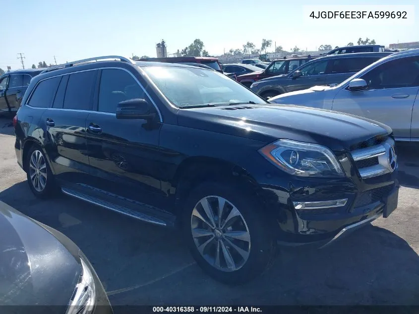 2015 Mercedes-Benz Gl 450 4Matic VIN: 4JGDF6EE3FA599692 Lot: 40316358