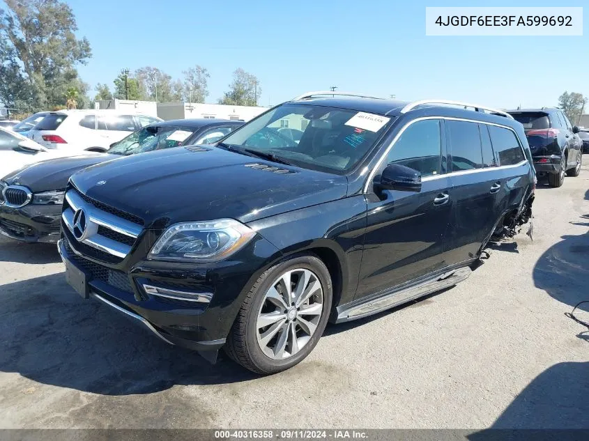 2015 Mercedes-Benz Gl 450 4Matic VIN: 4JGDF6EE3FA599692 Lot: 40316358