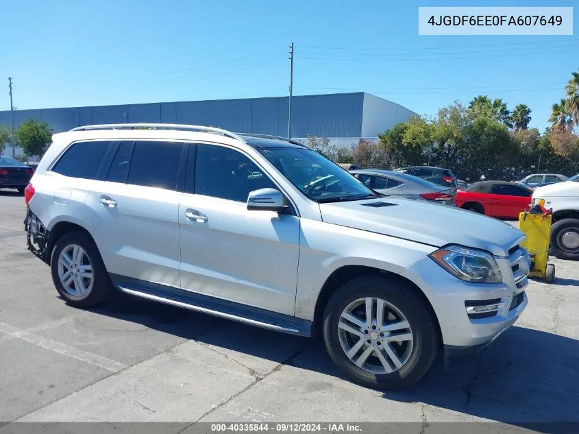 2015 Mercedes-Benz Gl 450 4Matic VIN: 4JGDF6EE0FA607649 Lot: 40335844