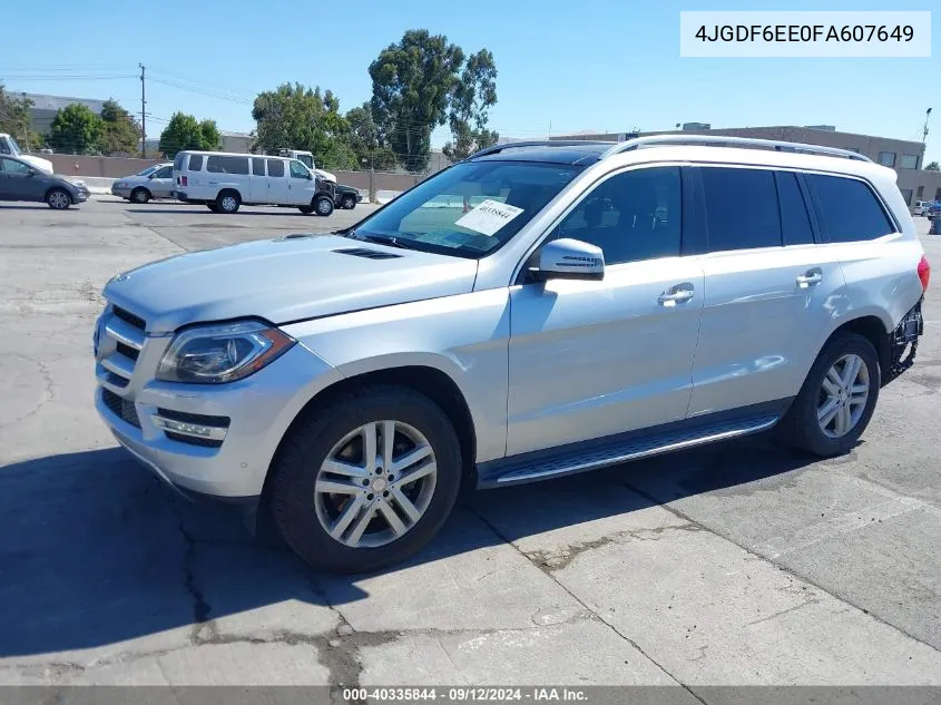 2015 Mercedes-Benz Gl 450 4Matic VIN: 4JGDF6EE0FA607649 Lot: 40335844