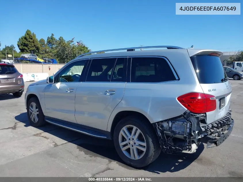 2015 Mercedes-Benz Gl 450 4Matic VIN: 4JGDF6EE0FA607649 Lot: 40335844