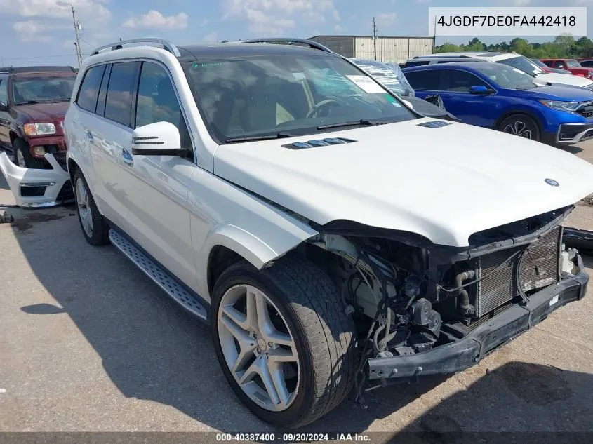 2015 Mercedes-Benz Gl 550 4Matic VIN: 4JGDF7DE0FA442418 Lot: 40387400