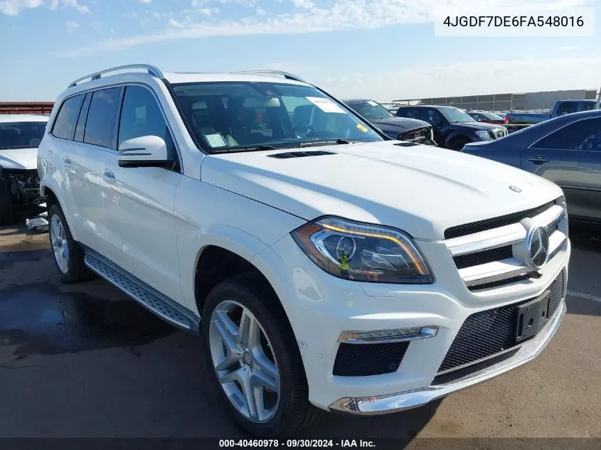 2015 Mercedes-Benz Gl 550 4Matic VIN: 4JGDF7DE6FA548016 Lot: 40460978