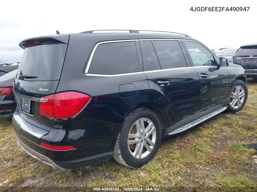 2015 Mercedes-Benz Gl 450 4Matic VIN: 4JGDF6EE2FA490947 Lot: 40535183