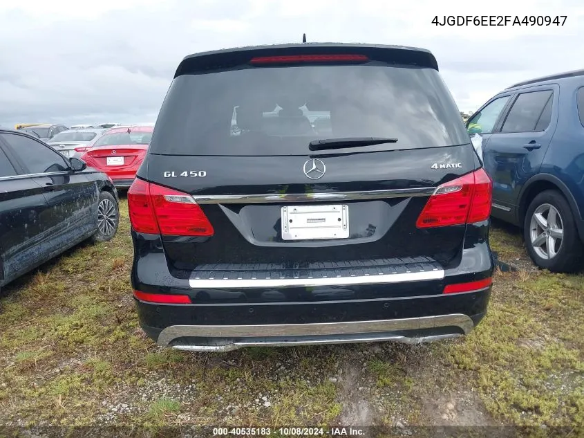 2015 Mercedes-Benz Gl 450 4Matic VIN: 4JGDF6EE2FA490947 Lot: 40535183