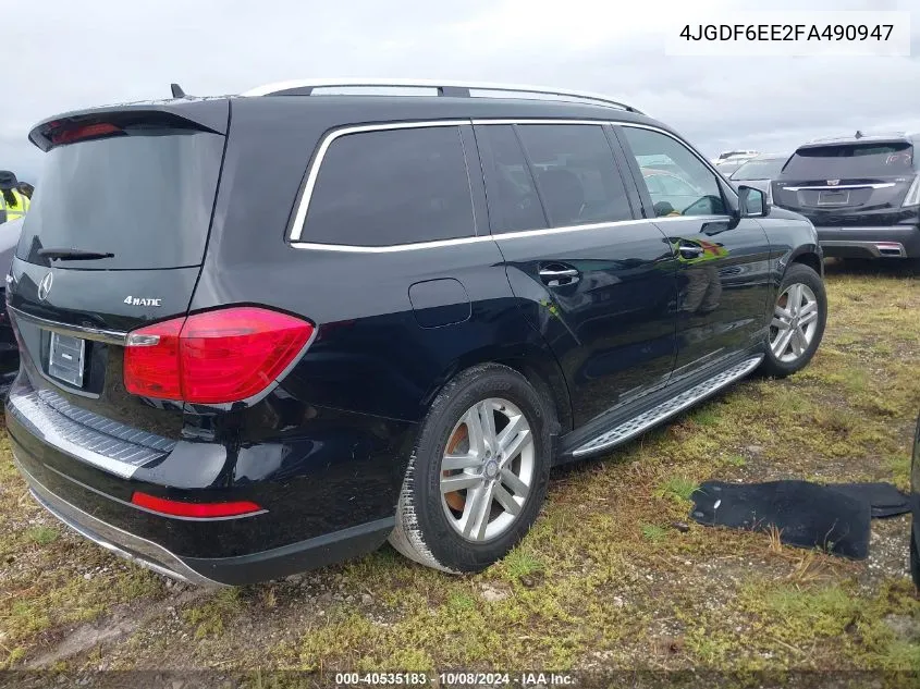 2015 Mercedes-Benz Gl 450 4Matic VIN: 4JGDF6EE2FA490947 Lot: 40535183