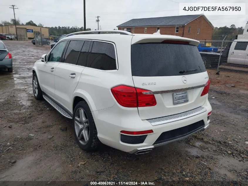 2015 Mercedes-Benz Gl 550 4Matic VIN: 4JGDF7DE5FA567950 Lot: 40863921