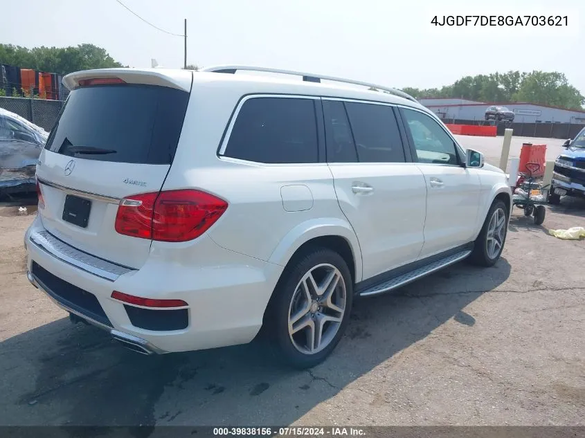 2016 Mercedes-Benz Gl 550 4Matic VIN: 4JGDF7DE8GA703621 Lot: 39838156