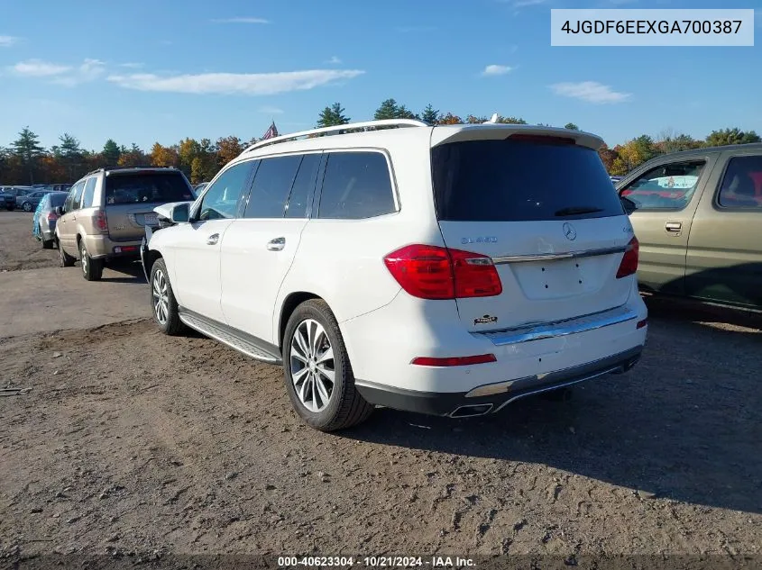 2016 Mercedes-Benz Gl 450 4Matic VIN: 4JGDF6EEXGA700387 Lot: 40623304