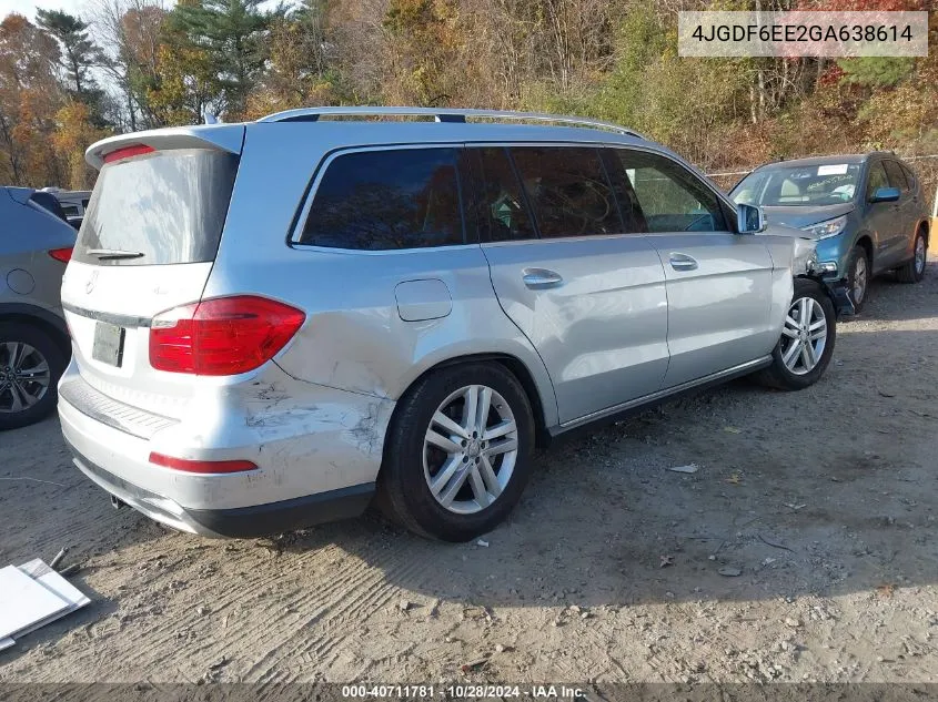 2016 Mercedes-Benz Gl 450 4Matic VIN: 4JGDF6EE2GA638614 Lot: 40711781